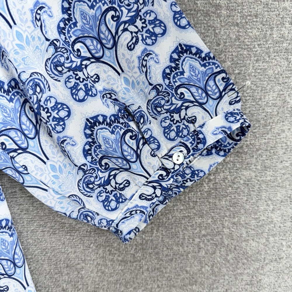 Rose+ Olive Blouse Top Women Size 2X White Paisley Blue 3/4 Sleeve - Picture 5 of 8